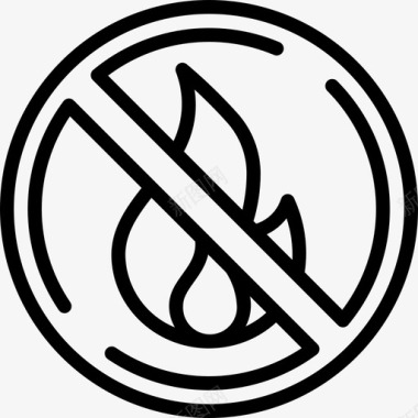 禁止火灾警告标志4直线图标图标