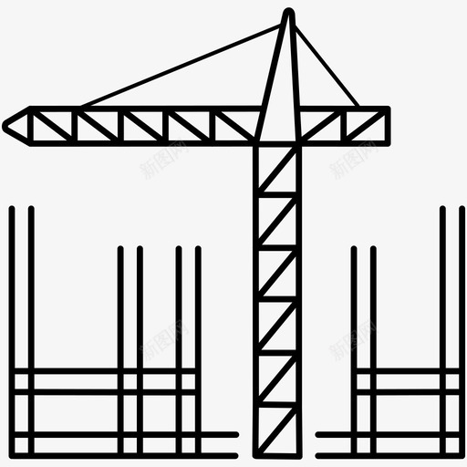建筑地下室施工起重机图标svg_新图网 https://ixintu.com 发展 地下室 基础 建筑 施工起重机