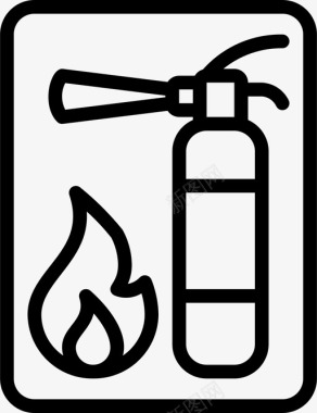 灭火器警告标志4线性图标图标