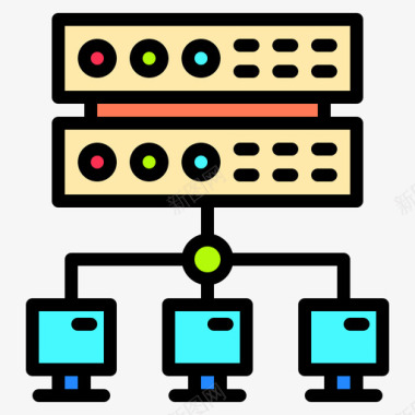 网络网络和数据库3线性颜色图标图标