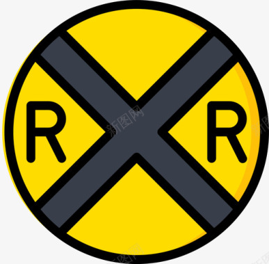 铁路交叉口美国路标1线形颜色图标图标