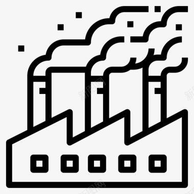 工厂空气污染1线性图标图标