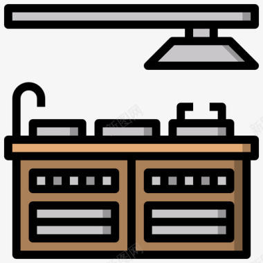 厨房餐厅111线性颜色图标图标