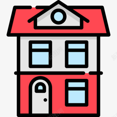 房屋房屋类型18线性颜色图标图标