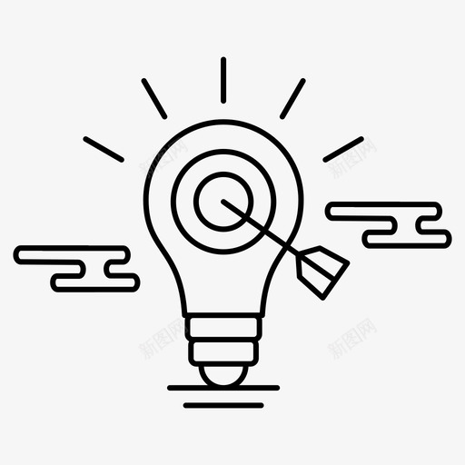 想法灯泡焦点图标svg_新图网 https://ixintu.com 业务 想法 概念 灯泡 焦点 目标 细线