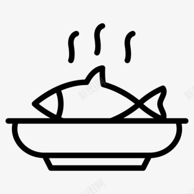 热鱼菜盘子图标图标