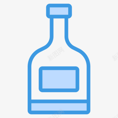 威士忌瓶子和容器5蓝色图标图标