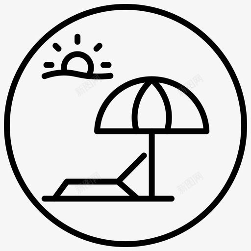 海滩度假村假日暑假图标svg_新图网 https://ixintu.com 假日 夏季2线圆圈 暑假 海滩度假村 雨伞