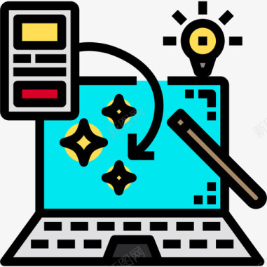 笔记本电脑网页和开发27线性颜色图标图标