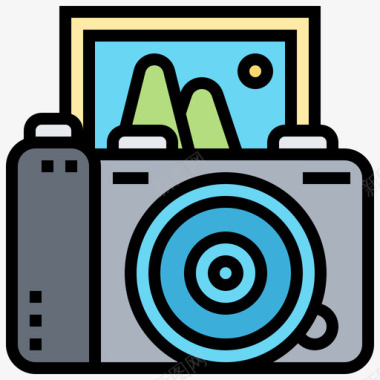 相机小工具25线性颜色图标图标
