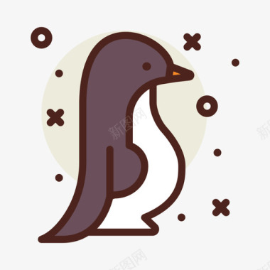 企鹅anctartica线形颜色图标图标