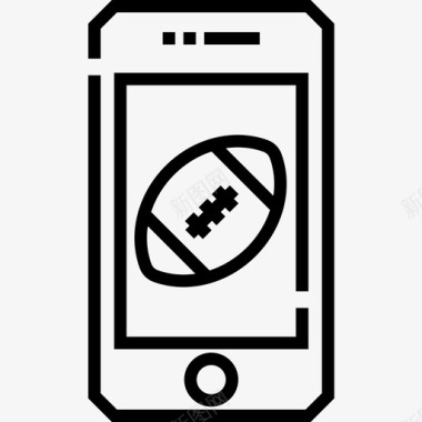 智能手机美式足球7线性图标图标