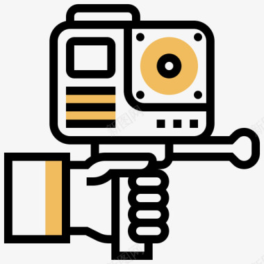 动作摄像机小工具26黄色阴影图标图标