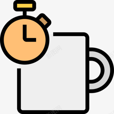 秒表咖啡店业务2线性颜色图标图标