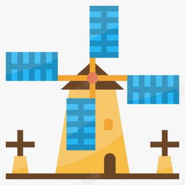 Kinderdijk风车landmark27平坦图标图标