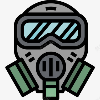 防毒面具军用32线性颜色图标图标