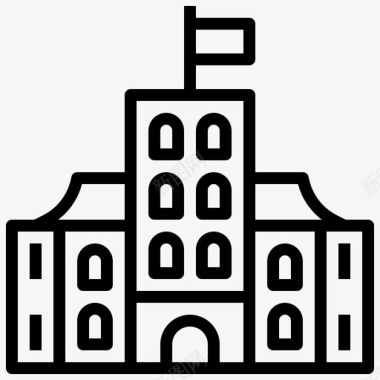 iolani宫殿建筑和城市教堂图标图标