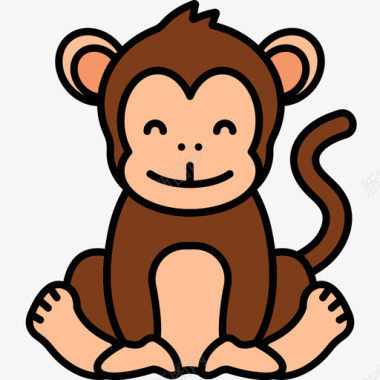 猴子动物27线形颜色图标图标
