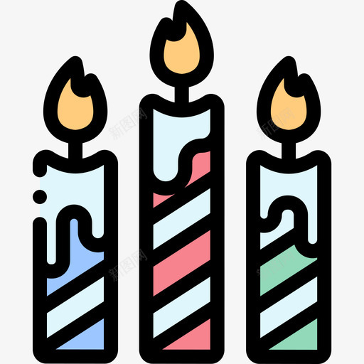 蜡烛派对和庆祝17线性颜色图标svg_新图网 https://ixintu.com 庆祝 派对 线性 蜡烛 颜色