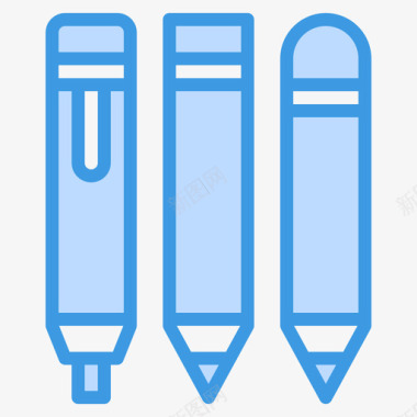 钢笔文具和办公室17蓝色图标图标