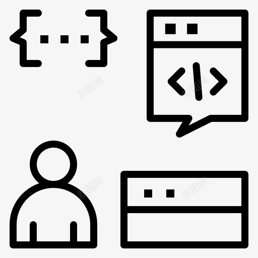 应用程序编码开发图标svg_新图网 https://ixintu.com 应用程序 开发 程序员 编码 编程