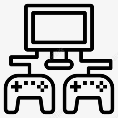 电脑游戏游戏控制器7线性图标图标