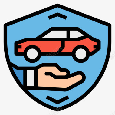 保险汽车服务5线性颜色图标图标