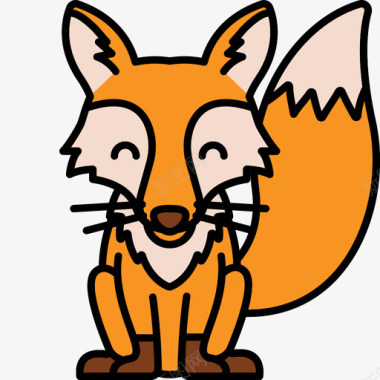 狐狸动物27线形颜色图标图标