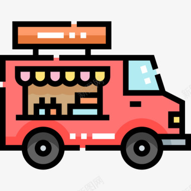 食品车食品运输41线性颜色图标图标