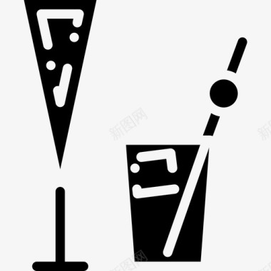 马提尼饮料和饮料3固体图标图标