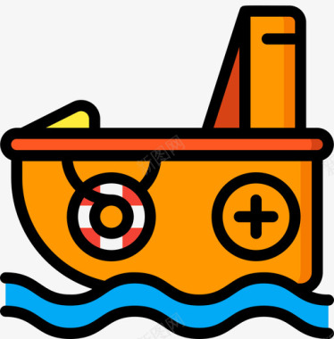 救援船救援和响应2线性颜色图标图标