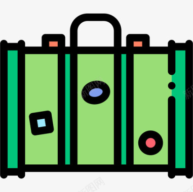 旅行箱探险45线性颜色图标图标