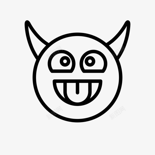 恶魔表情符号角图标svg_新图网 https://ixintu.com 1行 微笑 恶魔 符号 舌头 表情