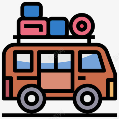 露营车背包客11线性颜色图标图标