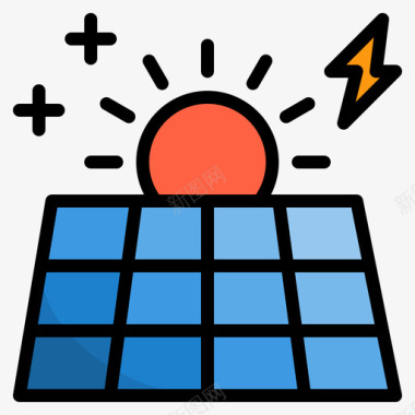 太阳能智能技术16线性颜色图标图标