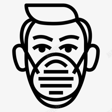 面罩空气污染1线性图标图标