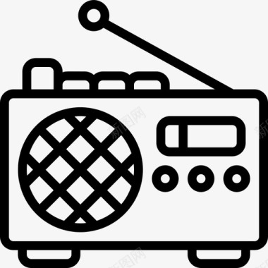 收音机野餐58线性图标图标