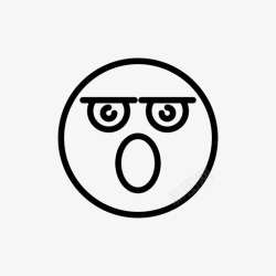 困了打哈欠害怕表情脸图标高清图片