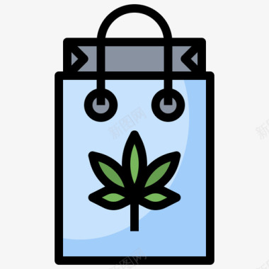 购物袋大麻9线性颜色图标图标