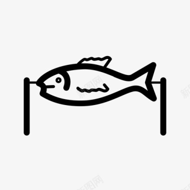 烤鱼鱼苗烤肉串图标图标
