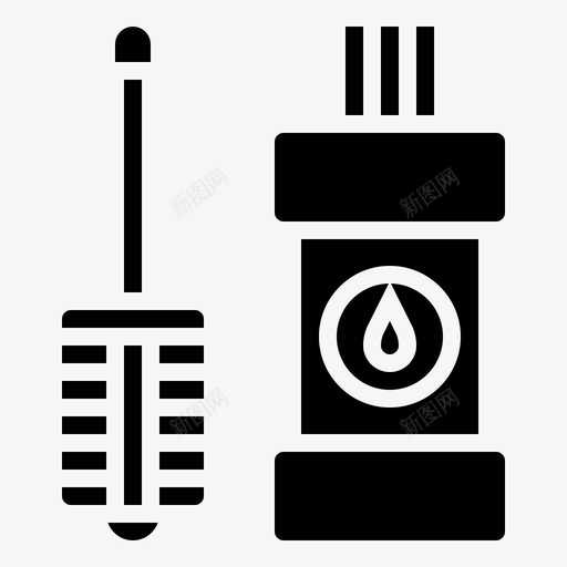 马桶刷瓶子清洁剂图标svg_新图网 https://ixintu.com 清洁 清洁剂 瓶子 符号 马桶