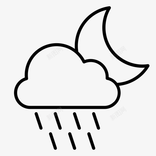 雨月夜图标svg_新图网 https://ixintu.com 一卷 天气 天气预报 第一
