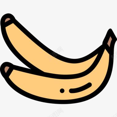 香蕉水果和蔬菜23线性颜色图标图标