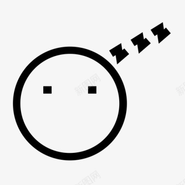 表情符号睡眠微笑线图标图标