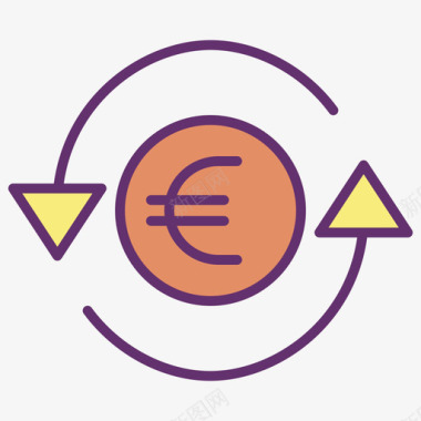 欧元符号货币11线性颜色图标图标