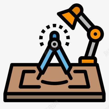 办公桌148结构线性颜色图标图标