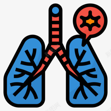 肺空气污染3线性颜色图标图标