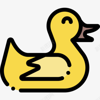 鸭子婴儿淋浴22线性颜色图标图标