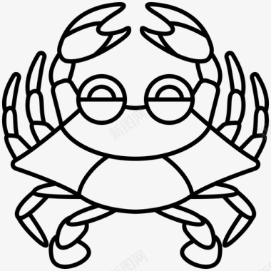 螃蟹蓝色甲壳类动物图标图标