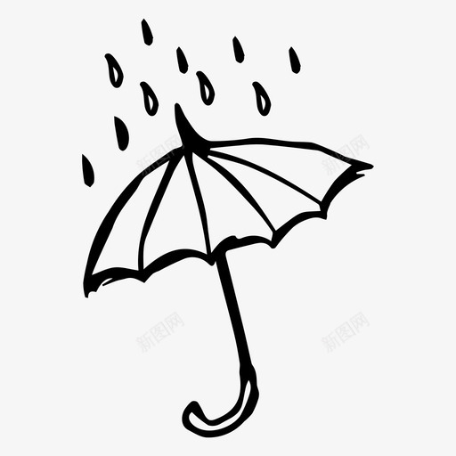 下雨涂鸦雨伞图标svg_新图网 https://ixintu.com 下雨 天气 涂鸦 雨伞